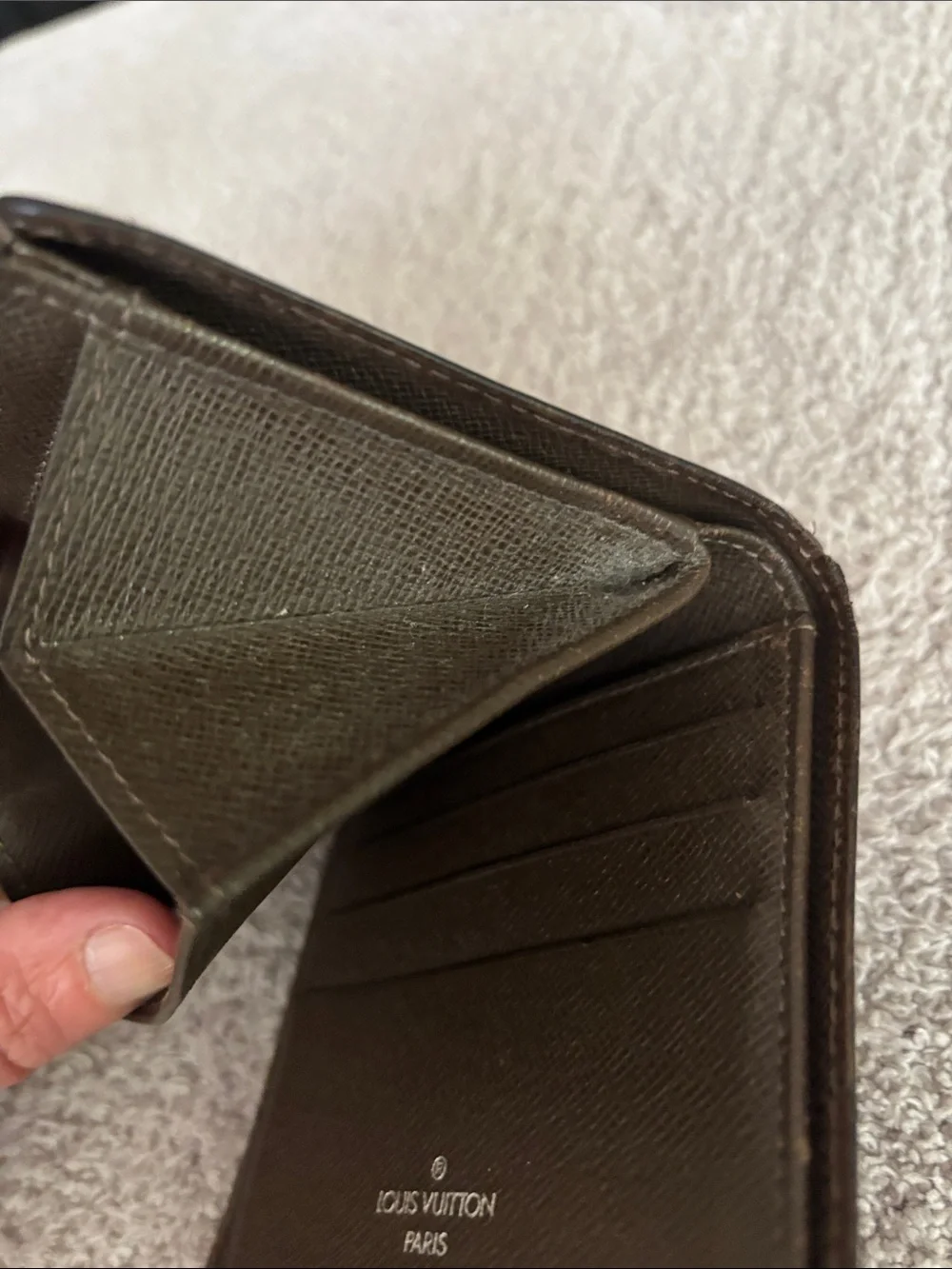 Vintage Louis Vuitton Taiga Leather Bifold Wallet Brown